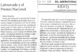 Lafourcade y el Premio Nacional  [artículo] Ulises Nancuante Almonacid.
