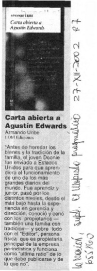 Carta abierta a Agustín Edwards