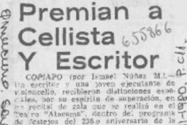 Premian a cellista y escritor