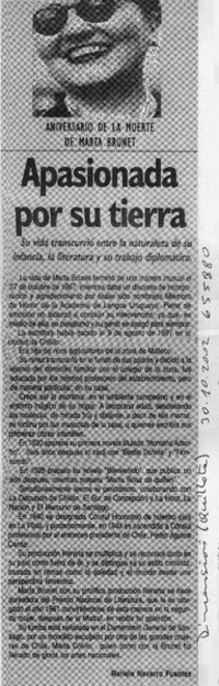 Apasionada por su tierra  [artículo] Mariela Navarro Fuentes.