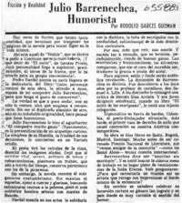 Julio Barrenechea, humorista.  [artículo] Rodolfo Garcés Guzmán.