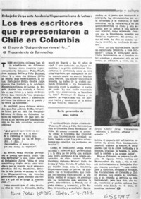 Los tres escritores que representaron a Chile en Colombia  [artículo]