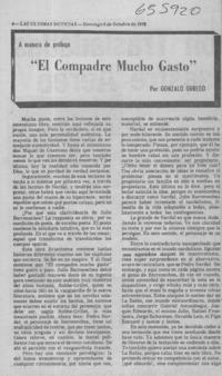 El compadre mucho gasto.  [artículo] Gonzalo Orrego.