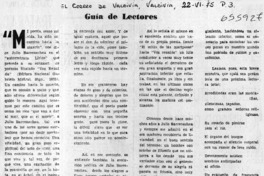 Guía de lectores.  [artículo] Hernán Poblete Varas.