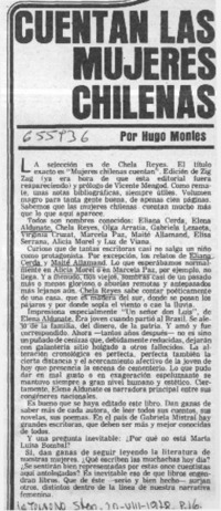 Cuentan las mujeres chilenas  [artículo] Hugo Montes.