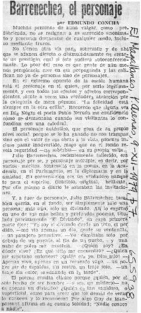 Barrenechea, el personaje.  [artículo] Edmundo Concha.
