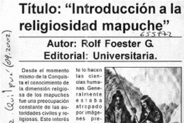 "Introducción a la religiosidad mapuche".  [artículo] Luis Paz.