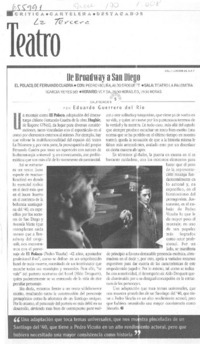 De Broadway a San Diego.  [artículo] Eduardo Guerrero del Río.
