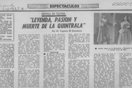 Leyenda, pasión y muerte de La Quintrala.  [artículo] M. Eugenia Di Doménico.