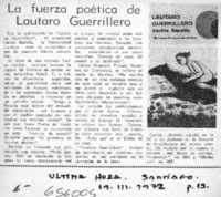 La fuerza poética de Lautaro guerrillero.  [artículo]