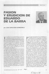 Pasión y erudición de Eduardo de la Barra.  [artículo] Julio Sepúlveda Rondanelli.