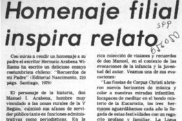 Homenaje filial inspira relato.  [artículo]