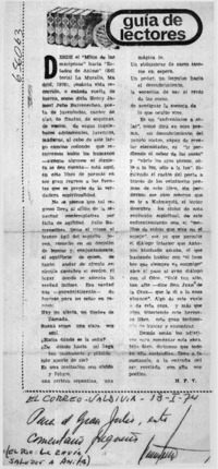 Guía de lectores.  [artículo] H. P. V.