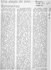 Una elegía de Julio Barrenechea.  [artículo] Raúl Andrade.