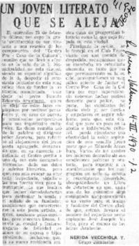 Un joven literato que se aleja  [artículo] Nerida Vecchiola Y.