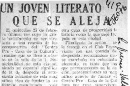 Un joven literato que se aleja  [artículo] Nerida Vecchiola Y.