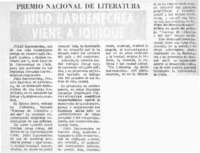 Julio Barrenechea viene a Iquique.  [artículo]