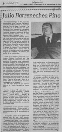 Julio Barrenechea Pino.  [artículo] V.