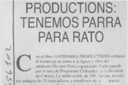 Antiparra productions : tenemos Parra para rato  [artículo] María Teresa Zegers Nachbauer.
