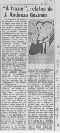 "A trazar", relatos de J. Andueza Guzmán