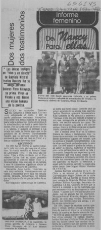 Dos mujeres dos testimonios.  [artículo]