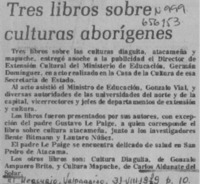 Tres libros sobre culturas aborígenes.  [artículo]