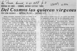 Del cosmos las quieren vírgenes  [artículo] Antonio Cárdenas Tabies.