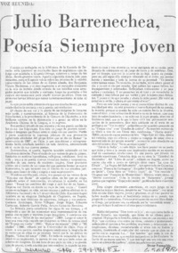 Julio Barrenechea, poesía siempre joven.  [artículo] Héctor Fuenzalida.