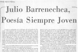 Julio Barrenechea, poesía siempre joven.  [artículo] Héctor Fuenzalida.