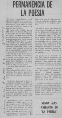 Permanencia de la poesía.  [artículo]