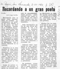 Recordando a un gran poeta.  [artículo] José Vargas Badilla.