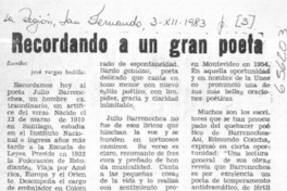 Recordando a un gran poeta.  [artículo] José Vargas Badilla.