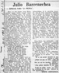 Julio Barrenechea.  [artículo] Efraín Szmulewicz.