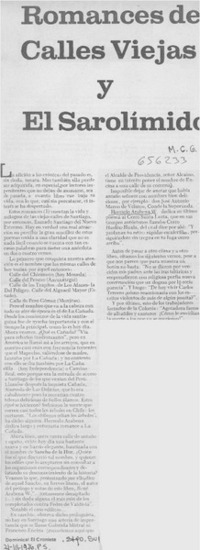 Romances de calles viejas y el Sarolímido