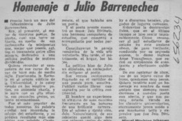 Homenaje a Julio Barrenechea.  [artículo] Miguel Munizaga Iribarren.