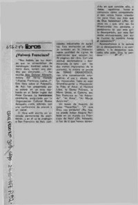 Volverá Francisco?  [artículo] F. E.