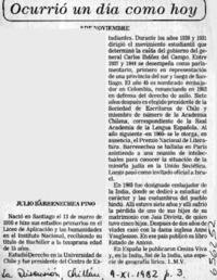 Julio Barrenechea Pino.  [artículo] L. M. V.