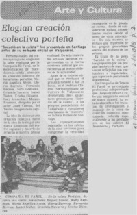 Elogian creación colectiva porteña.