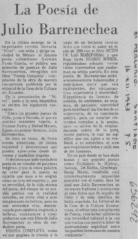 La poesía de Julio Barrenechea.  [artículo]
