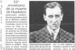 55 Aniversario de la muerte de Huidobro.  [artículo]
