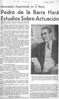 Pedro de la Barra hará estudios sobre actuación