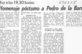 Homenaje póstumo a Pedro de la Barra.  [artículo]