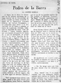 Pedro de la Barra  [artículo] Andrés Sabella.
