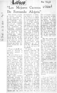 Los Mejores cuentos de Fernando Alegría  [artículo] Virgil.