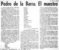Pedro de la Barra, el maestro.  [artículo]
