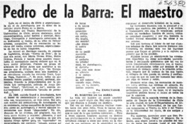 Pedro de la Barra, el maestro.  [artículo]