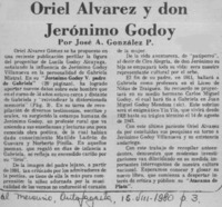 Oriel Alvarez y don Jerónimo Godoy  [artículo] José A. González P.
