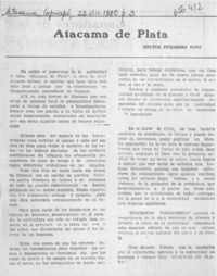 Atacama de plata  [artículo] Héctor Pumarino Soto.