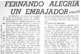 Fernando Alegría un embajador  [artículo] Enrique Lafourcade