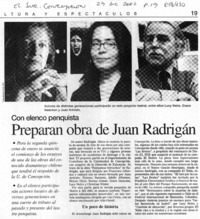 Preparan obra de Juan Radrigán.  [artículo]